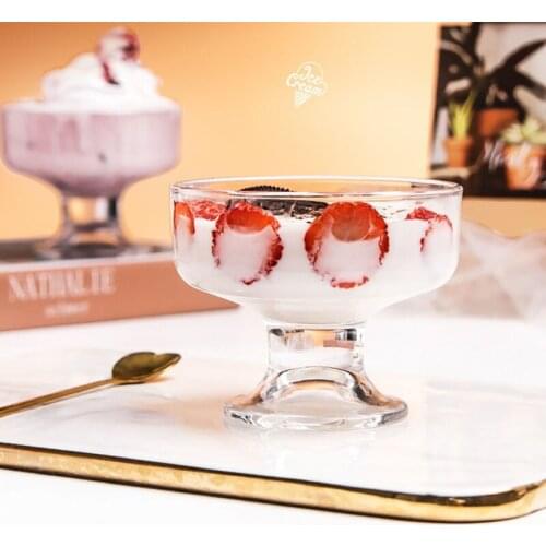 Ice Cream Bowl Yogurt Pudding Bowl Ins Simple Crystal Cup Dessert Milkshake Glass Cup For Wedding Bar Party Glass Dropshipping