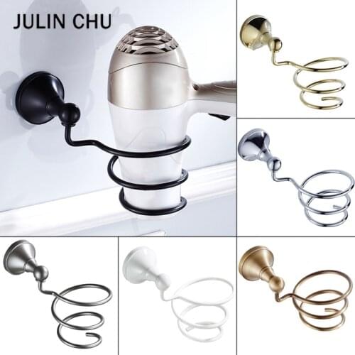 Black Hair Dryer Holder Gold Bronze Chrome White Retro Wall Mounted Stand for Hair Dryer Shelf Antique Bathroom Hairdryer Holder