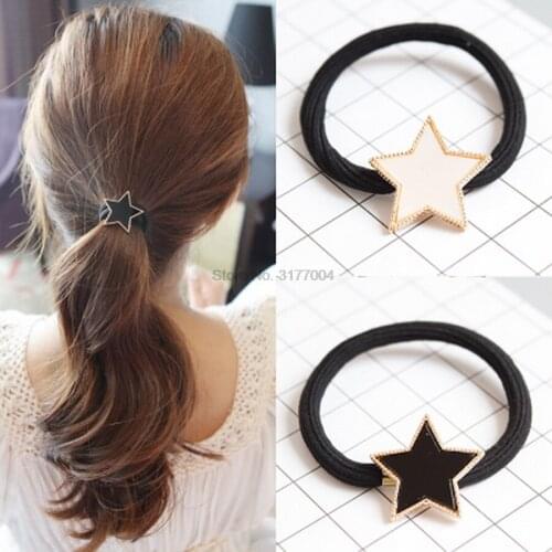 DHL 500pcs Star Gold Plated Beads Hair Holders Elastics Hair Rubber Bands Girls Hair Rope Tie Gum Headwear