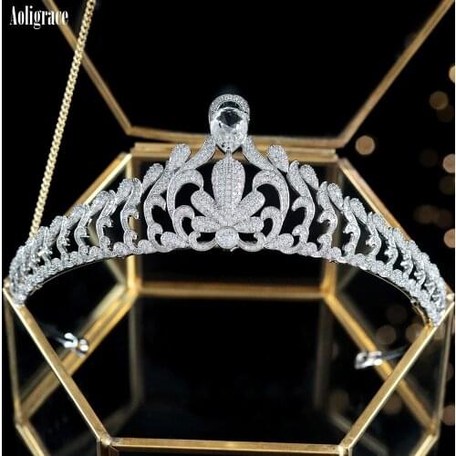 Luxurious New Cubic Zirconia Tiaras CZ Headband Wedding Hair Accessories Prom Pageant Diadem Bridal Hair Jewelry Accessories