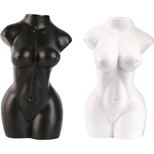 Resin Home Decor Female Body Art Vase Flower Desk Ornaments Decorative Porcelain Women Bust Vase Room Decoration Crafts Vase