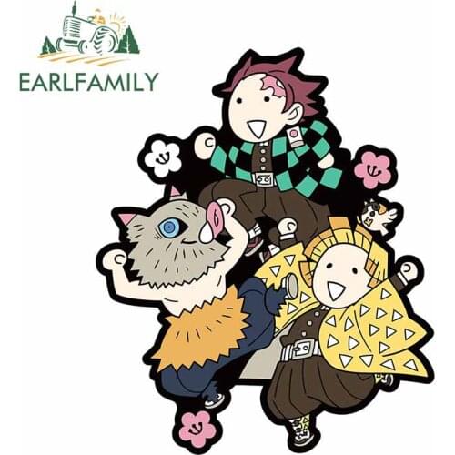 EARLFAMILY 13cm x 12cm Demon Slayer Anime Auto Car Stickers Waterproof Decal Windshield Trunk Door Refrigerator Decoration
