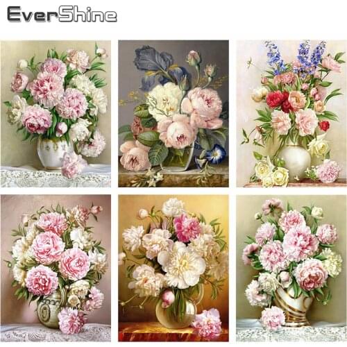 Evershine 5D DIY Diamond Painting Flower Vase Full Drill Square Cross Stitch Embroidery Complete Kit Home Decoration Modern