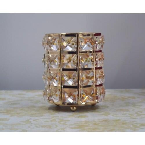 Crystal Candle Holders Gold Cylinder Wedding Decoration Bar Birthday Candle Stand Home & Bar & Party Decor Candlestick