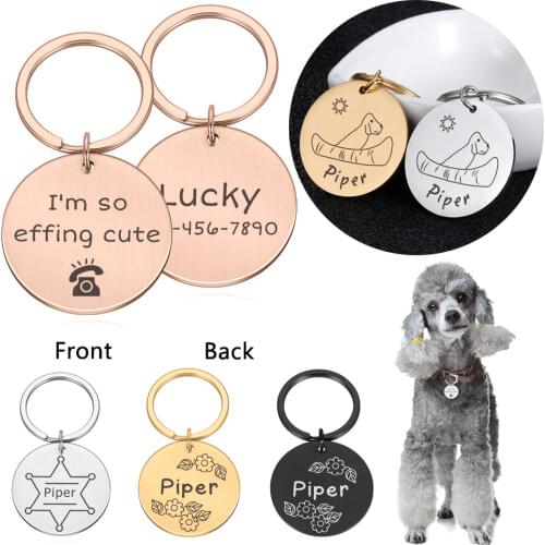 Engraved Pet ID Name for Cat Puppy Personalized Pet ID Tag Address Anti-lost Dog Collar Tag Pendant Pet Accessories