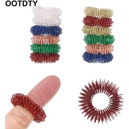 12PCS Spiky Sensory Finger Acupressure Ring Fidget Toy For Kids Adults Silent Stress Relief Massager Helps With Focus ADHD Autis