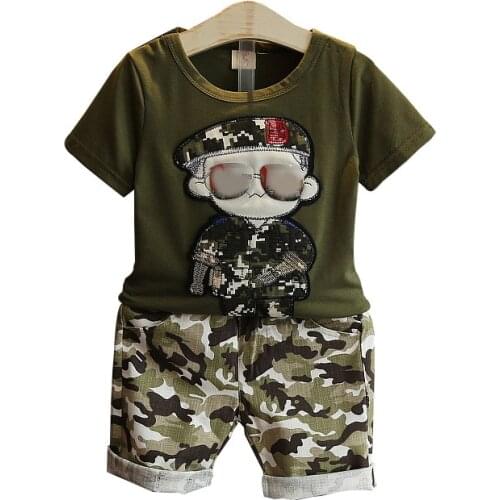 Baby Boys Clothes Set Summer 2020 Children Clothing Casual Camouflage Kids Short Sleeves T-Shirt+Shorts Suits 2 3 4 5 6 7 Years