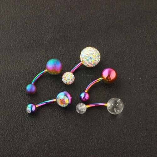 2021 Fashion Belly Piercing Women Belly Button Rings Colorful Rose Gold New Steel Rhinestone Sexy Belly Navel Piercing 5pcs/set