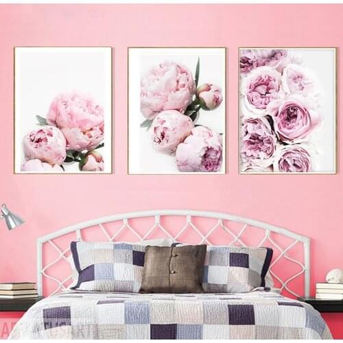 5D DIY Diamond Painting Print Pink Peony Flower Round Diamond Embroidery Cross - Embroidered Diamond Mosaic Paint