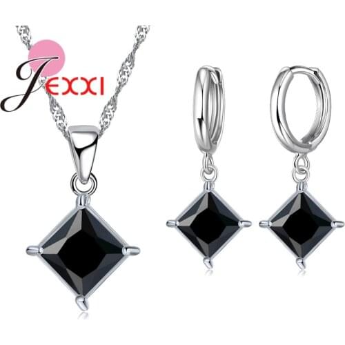 Luxury Romantic Style Necklace+Earrings Sets Hot Sell 925 Sterling Silver For Wedding Engagement Jewelry Surprise Women