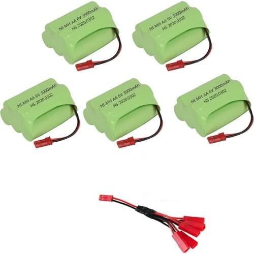 6V 3000mAh NI-MH Battery and 5in1 Charger For RC Toys Cars Boats Robots Tanks Gun parts AA 2400 mAh 6 v Rechargeable Battery JST