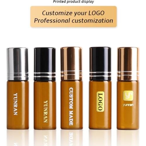 Wholesale Brown Glass Roll On Bottle Refillable Perfume Bottle With Aluminum Cap Empty Portable Free Customized Printing Logo