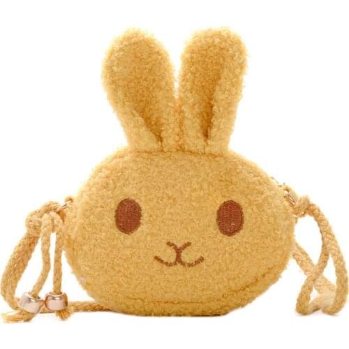 Plush Children Messenger Bags Kids Kindergarten Shoulder Bags Cute Toddler Crossbody Bags Animal Rabbit Baby Handbag for Girls