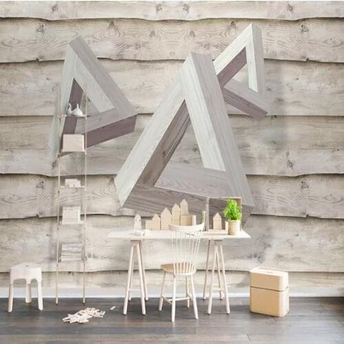 Custom Photo Wall Mural 3D Solid Triangle Wood 3D Wallpaper For Living Room TV Sofa background Wall Home Decor Wall Cloth Roll