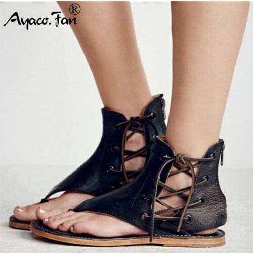 Women Sandals Vintage Summer New Female Gladiator Sandals Shoes Flip-Flops for Women Beach Shoes Flat Sandalias Mujer Plus Size