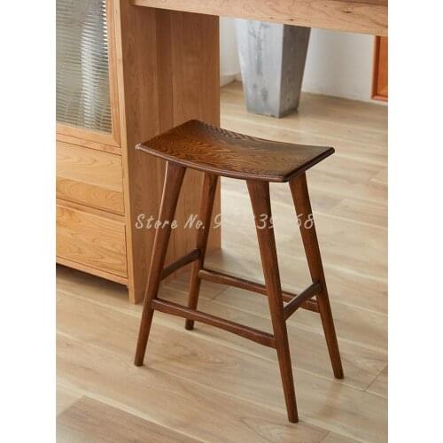 Saddle Stool/Solid Wood Nordic Dressing Stool Home Osso Bar Stool Light Luxury High Stool Walnut Bar Stool