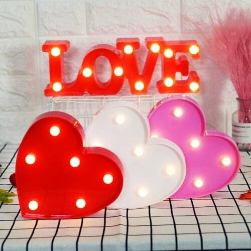 3D Love Heart Marquee Letter Lamps Indoor Christmas Decorative Lamps LED Night Light Wedding Decor Romantic Valentines Day Gift
