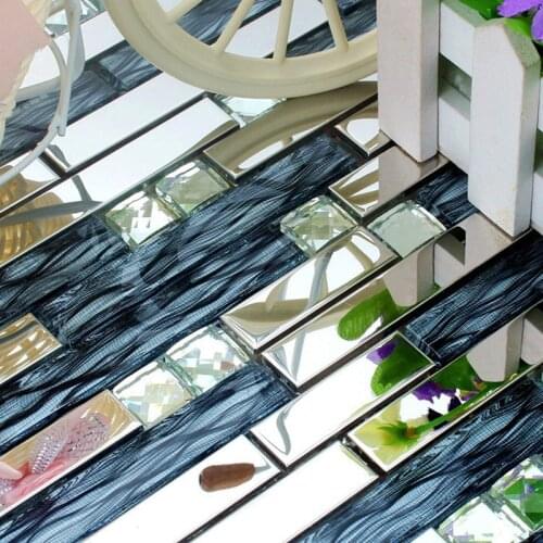 Interlocking Silver Metal Hand-painted Grey diamond Mosaic Tile for DIY Kitchen Backsplash Bathrotom Waistline wall tile