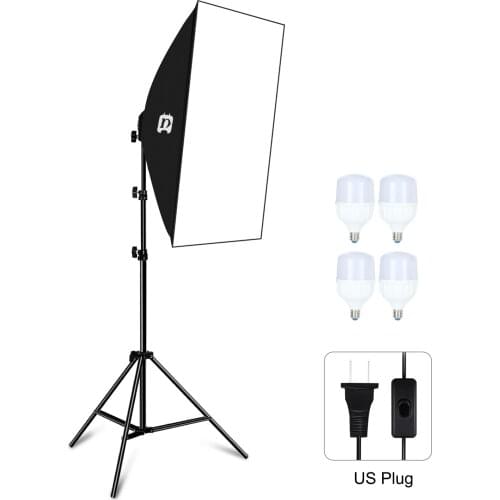 PULUZ US Plug 50x70cm Studio Softbox + 1.6m Tripod Mount + E27 30W 5700K White Light LED Light Bulb Photography Lighting Kit