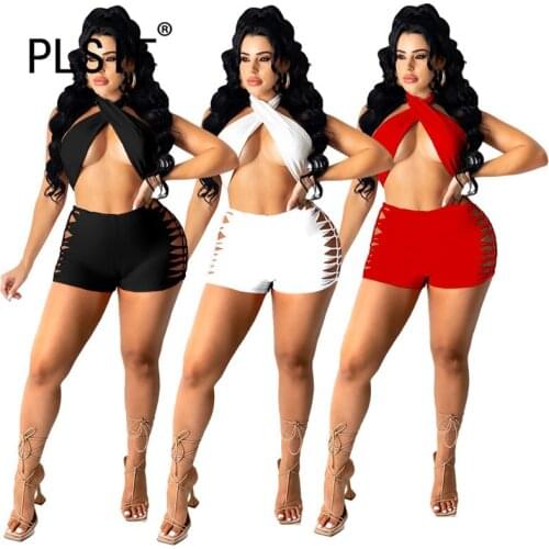European Sleeveless Crop Top And Shorts Suit Summer Casual 2 Pieces Outfits For Women Suit
