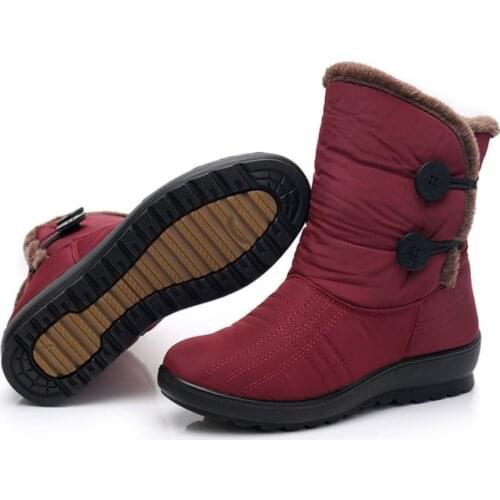 Winter womens padded warm flat snow boots waterproof ankle boots
