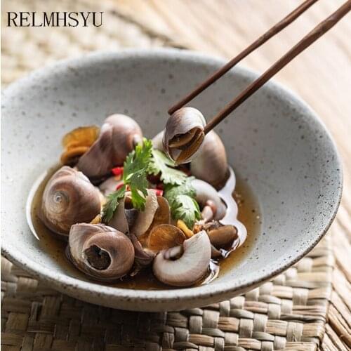 1PC RELMHSYU Japanese Style Retro Ceramic 15.5cm Ramen Rice Vegetable Single Noodle Dinner Bowl Tableware