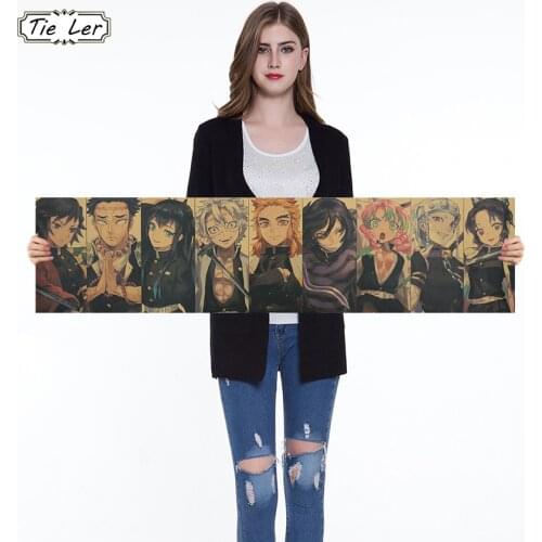 1PC Classic Demon Slayer Poster Shipwreck Old Newspaper Retro Kraft Paper Home Decoration 25X101cm