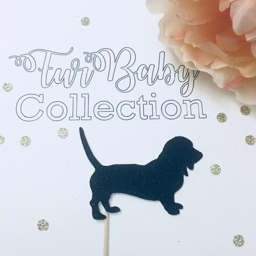 12pcs Basset Hound cupcake toppers, cupcake topper, dog cupcake toppers Gold Glitter. Dessert Decor. Party Supplies. Paper Goods