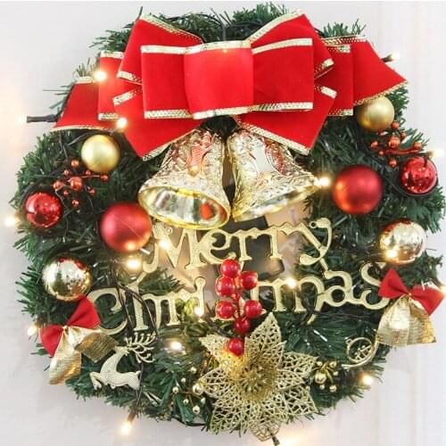 2019 New Artificial wreaths Wreath Christmas Wreath Door Wall Hanging Ornament Round Garland Decoration Artificial Plant Garland