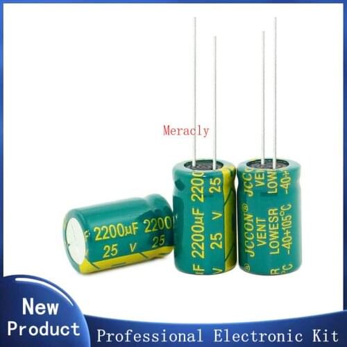 5pcs 25V 2200UF low ESR/impedance high frequency aluminum electrolytic capacitor 20% long life and high temperature resistance