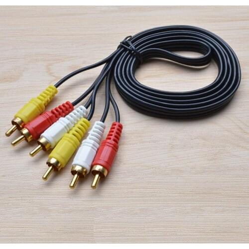 50PCS 10M 6 Plug AV Cable Cord 3RCA to 3RCA lotus head audio line red yellow and white AV line