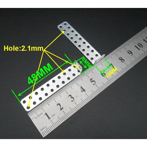 500Pcs 48MM Long Rrake Standing DIY Accessories Technology Model Angle Vertical Iron Sheet 48X10X8MM 2.1MM Holes Corner Brackets