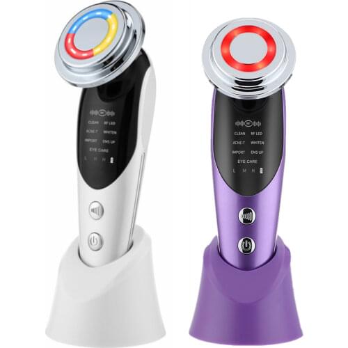 7 in 1 EMS Microcurrents Facial Lifting Device Radio Frequency Light Therapy Anti Aging Skin Rejuvenation Face Cleanser Massager