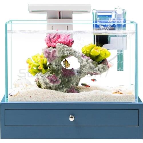 Table storage aquarium SMALL MINI GLASS Goldfish Aquarium creative household water free ecological landscaping Aquarium