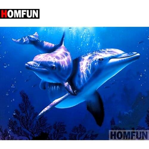 HOMFUN Full Square/Round Drill 5D DIY Diamond Painting "Animal dolphin" Embroidery Cross Stitch 5D Home Decor Gift A16985