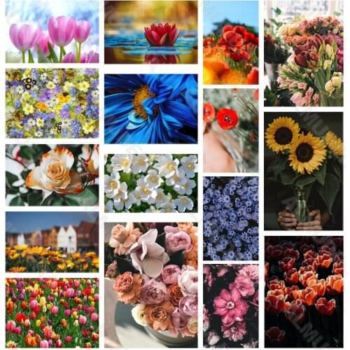 Diy Diamond Painting Flower Blue Nordic Style Full Diamond Handmade Dot Inlaid Diamond Bedroom Living Room Sticker Wall