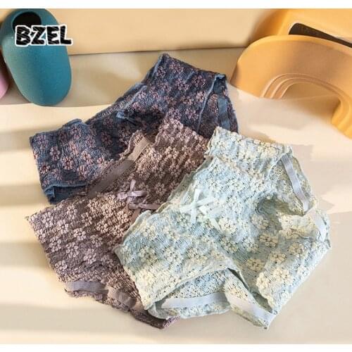 BZEL Sexy Womens Sport Panties Underwear Floral Bow Panty Mid Waist Fashion Female Comfort Briefs Soft Breathable Lady Lingerie