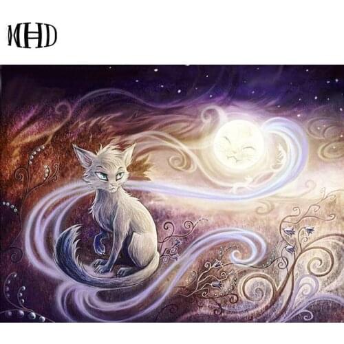 Diy Diamond Embroidery Cat Full & Round Diamond Painting Animal Picture Diamond Cross Stitch Cat Home Decoration MHD