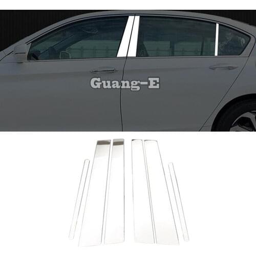 For Honda Accord Sedan 9th 2014 2015 2016 2017 Car Stainless Steel Glass Window Garnish Pillar Middle Column Strip Trim Hoods