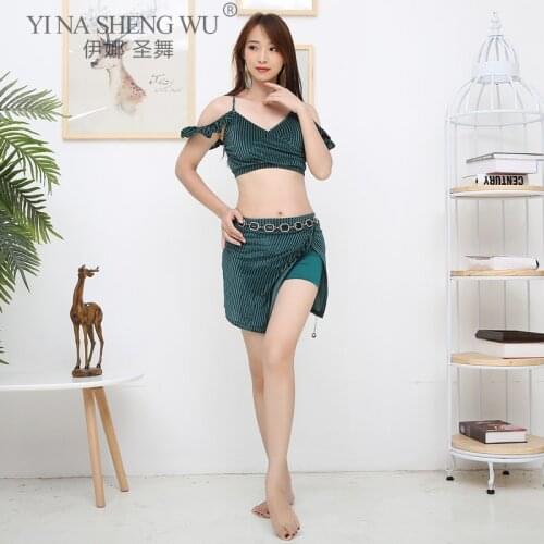Belly Dance Female Top Exercises Clothes Suit Exquisite Belly Professional Performance Exercises Short Skirt Practice Clothes