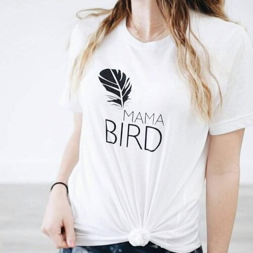 MAMA BIRD Print Mom Life T-shirt Round Neck Summer Aesthetic Vintage Tops Tumblr Female Clothes Streetwear Graphic Tees Mujer