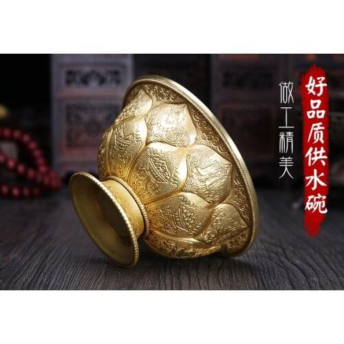 GOOD -Wholesale Buddhist articles efficacious rite CUP Tibetan Buddhism ceremonies worship HUFA Copper gilt Holy water CUP