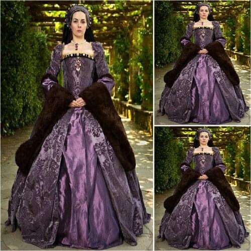 History!Customer-made Luxs Purple Vintage Costumes Renaissance Dresses Steampunk dress Gothic Cosplay Halloween Dresses C-1160