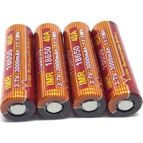 TrustFire IMR 18650 40A 3.7V 3000mAh 11.1Wh Li-ion Battery Rechargeable Batteries with Safety Relief Valve for LED Flashlights