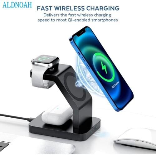 3 in 1 Magnetic Qi Wireless Chargers For Magsafe Chargers iPhone 12 Pro Max/Apple iWatch 6/5/4 Charging Dock For Airpods Pro