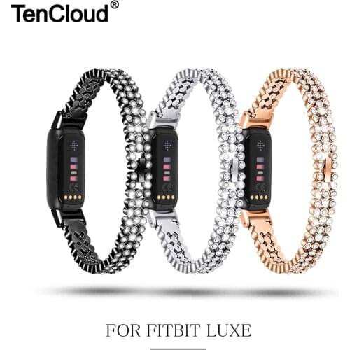 Metal Band For Fitbit Luxe Wrist Strap For Fitbit Luxe Stainless Steel Watch Bracelet Diamond Loop Adjustable Replacement Belt