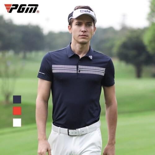 PGM Golf Men Short Sleeve T-Shirts Summer Clothing Match Ball Suit Mens Polo Shirt Quick Drying Breathable YF243 Wholesale