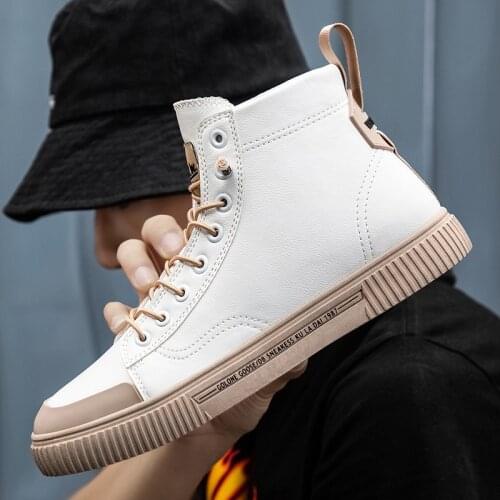 Mens Leather Shoes Casual Flats Off White Shoes for Men Trending Hot Black Sneakers High Board Shoes Zapatos Hombre Chaussure