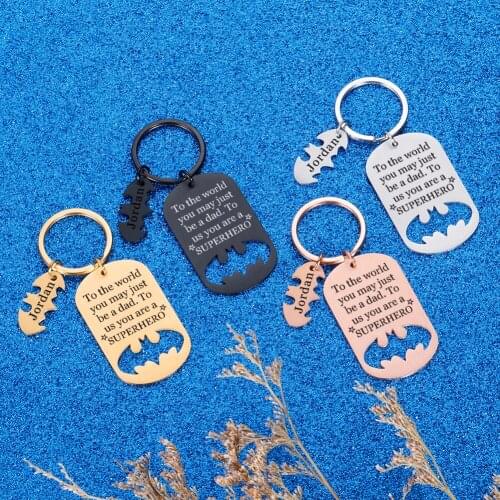 Personalized Name Key Chain for Dad Fathers Day Gifts Keychain Birthday Gift Keychains for Daddy Step Dad From Daughter Son