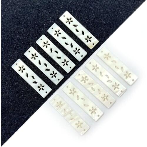 Natural Freshwater Shell Rectangle White Shell Pearl Pendant Suitable for Jewelry Making DIY Necklace Earrings Gifts for Women